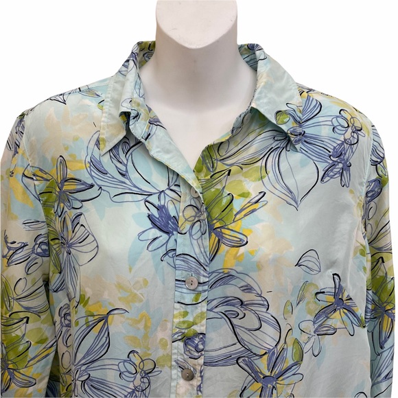 Liz Claiborne Floral Shirt Button Down Silk - Picture 2 of 10